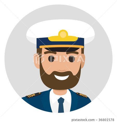 Bearded Captain in Uniform Portrait Illustration 36801578