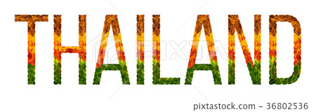 word thailand country is written with leaves on a word thailand country is written with leaves on a 36802536