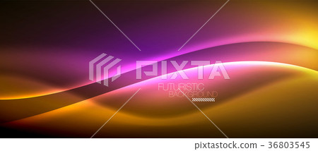 Neon glowing wave, magic energy and light motion 36803545