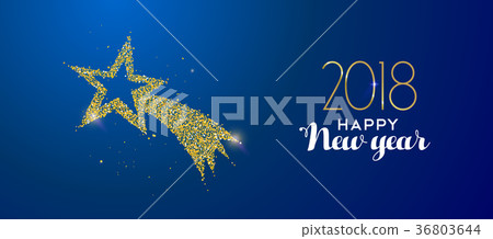 New Year 2018 gold glitter holiday shooting star 36803644