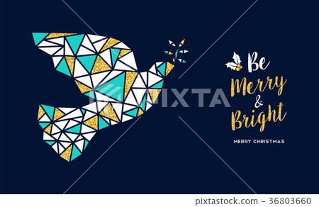 Merry Christmas gold glitter dove greeting card Merry Christmas gold glitter dove greeting card 36803660