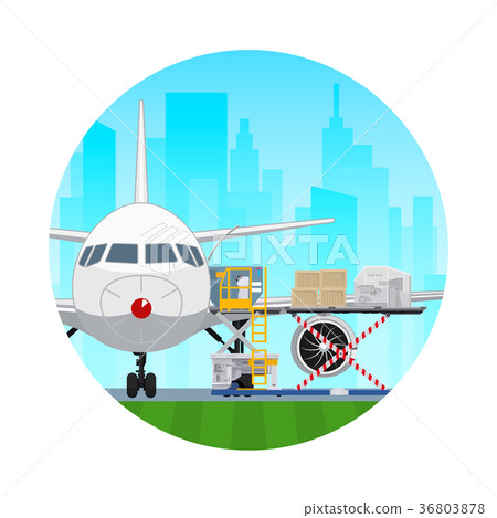 Icon Airplane with Autoloader at the Airport 36803878