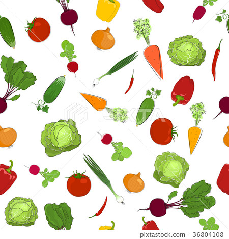 Seamless  pattern of fresh raw vegetables 36804108