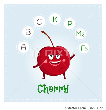 Cherry fruit vitamins and minerals. Funny fruit 36804154