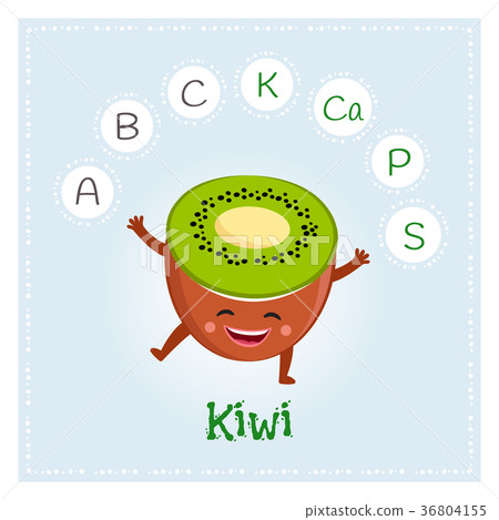 Kiwi fruit vitamins and minerals. Funny fruit 36804155