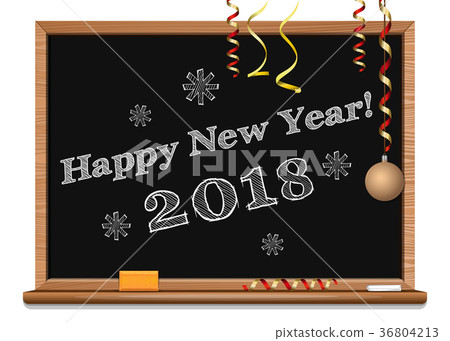 Happy New Year 2018 written on the blackboard Happy New Year 2018 written on the blackboard 36804213