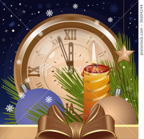 Christmas background with antique clock Christmas background with antique clock 36804244