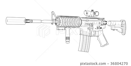 Machine Gun. Vector rendering of 3d 36804270