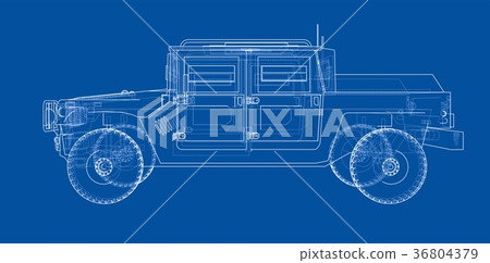 Combat car. Vector rendering of 3d Combat car. Vector rendering of 3d 36804379