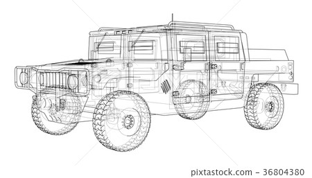 Combat car. Vector rendering of 3d 36804380