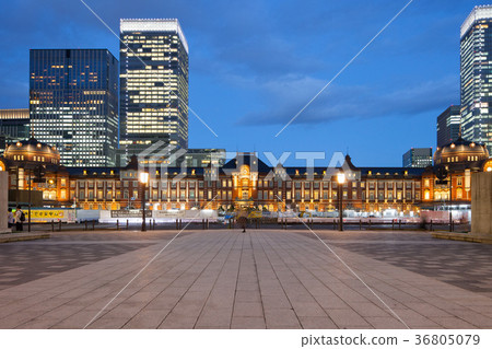 A night view inside Tokyo Station, Marunouchi 36805079