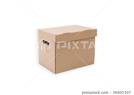 closed brown cardboard paper box isolated on white 36805307
