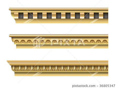 Set of classical gold cornices 36805347
