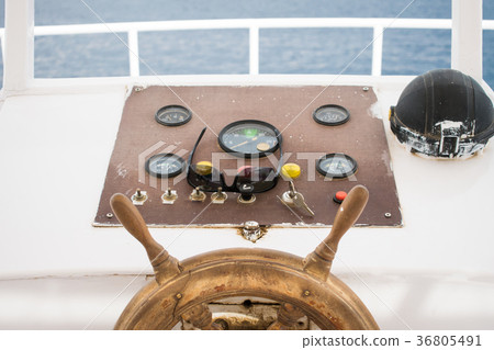 captain's bridge. close-up picture of helm of the captain's bridge. close-up picture of helm of the 36805491