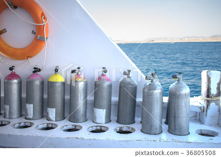 equipment for diving on a yacht. balloons,lifebuoy equipment for diving on a yacht. balloons,lifebuoy 36805508
