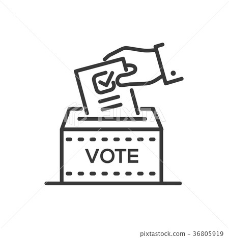 Ballot box - line design single isolated icon 36805919