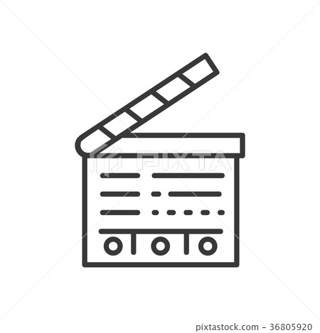 Clapperboard - line design single isolated icon Clapperboard - line design single isolated icon 36805920