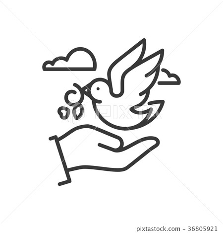 Dove of peace - line design single isolated icon Dove of peace - line design single isolated icon 36805921