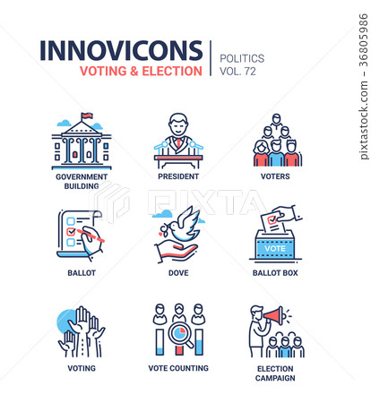 Voting and election - set of modern thin line 36805986