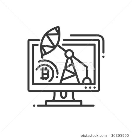 Mining rig - line design single isolated icon Mining rig - line design single isolated icon 36805990