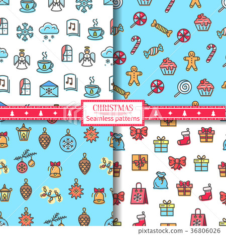 Christmas Seamless Patterns Vector Illustration 36806026