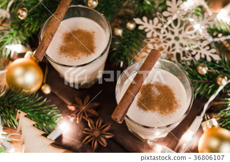 Traditional Eggnog Cocktail for Christmas Eve. Traditional Eggnog Cocktail for Christmas Eve. 36806107