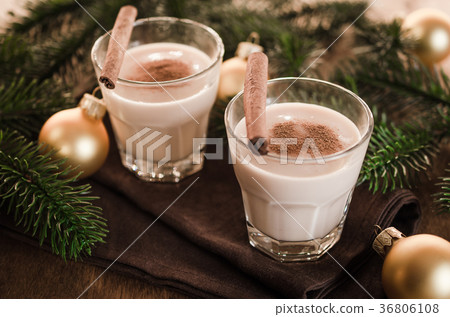 Traditional Eggnog Cocktail for Christmas Eve. Traditional Eggnog Cocktail for Christmas Eve. 36806108