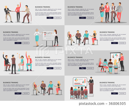 Business Training Seminars Set of Posters Vector Business Training Seminars Set of Posters Vector 36806305