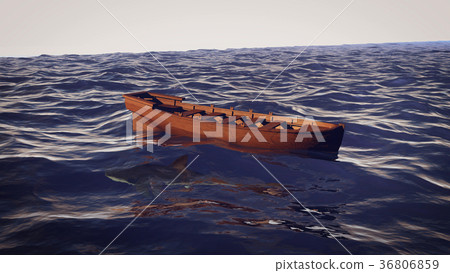 Wooden Boat in Sea Waves Wooden Boat in Sea Waves 36806859