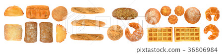 Panoramic set of fresh bread products Panoramic set of fresh bread products 36806984