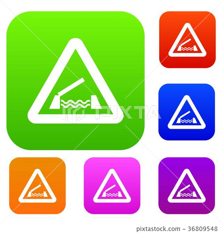 Lifting bridge warning sign set collection Lifting bridge warning sign set collection 36809548