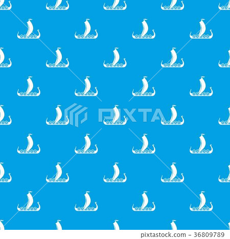 Medieval boat pattern seamless blue 36809789