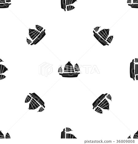 Junk boat pattern seamless black 36809808