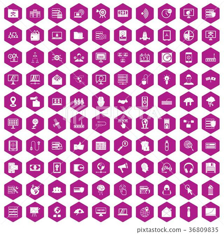 100 cyber security icons hexagon violet 100 cyber security icons hexagon violet 36809835