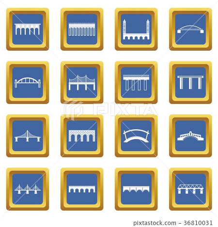 Bridge set icons set blue 36810031