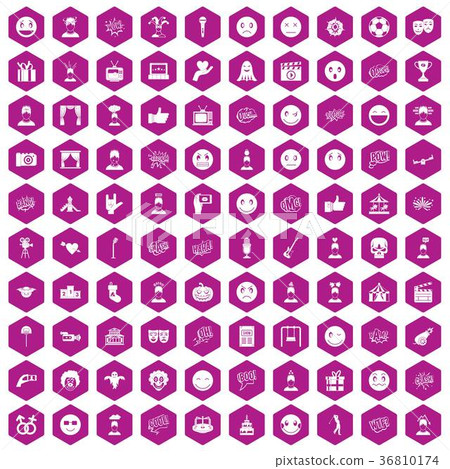 100 emotion icons hexagon violet 100 emotion icons hexagon violet 36810174