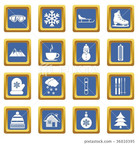Winter icons set blue Winter icons set blue 36810395