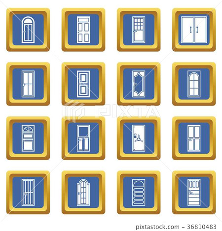 Door icons set blue 36810483