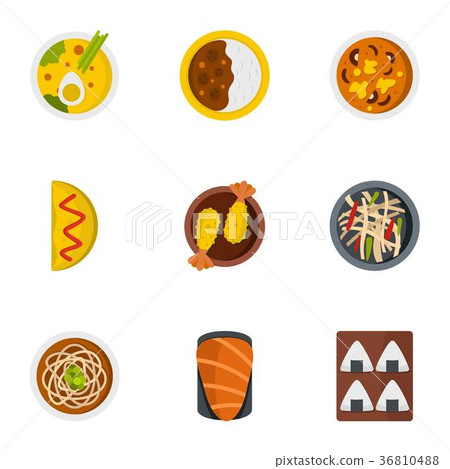 Food icons set, flat style 36810488