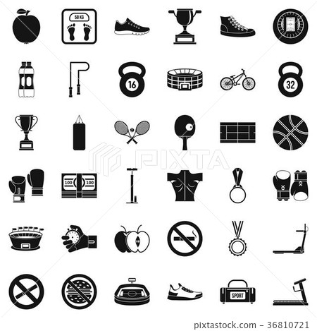 Boxing icons set, simple style Boxing icons set, simple style 36810721