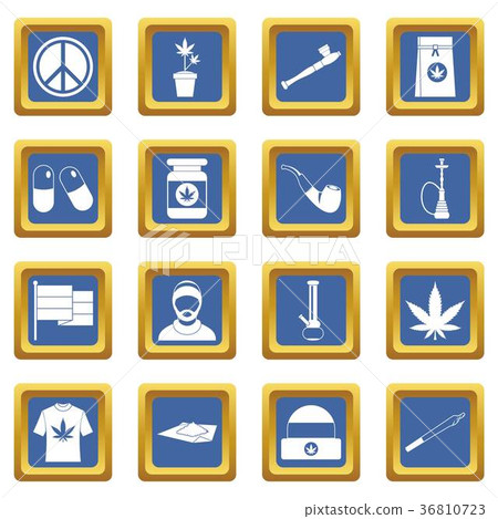 Rastafarian icons set blue 36810723