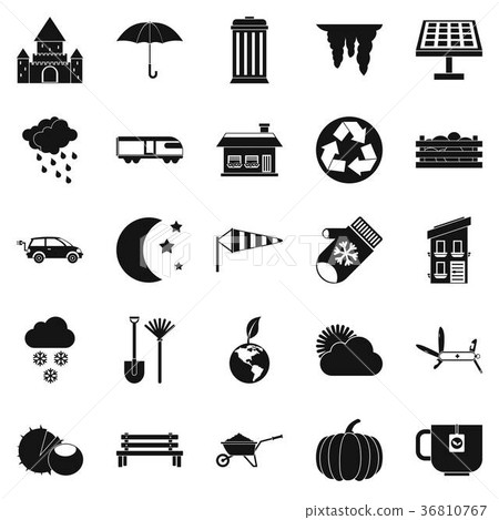 Small house icons set, simple style Small house icons set, simple style 36810767