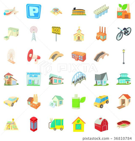 City icons set, cartoon style 36810784