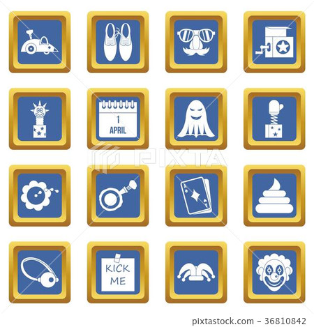 April fools day icons set blue April fools day icons set blue 36810842