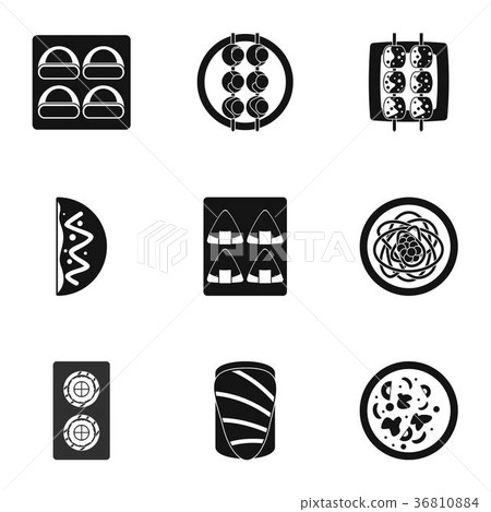 Japan food icons set, simple style 36810884