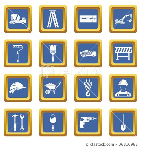 Construction icons set blue Construction icons set blue 36810968