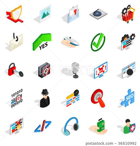 Data theft icons set, isometric style Data theft icons set, isometric style 36810992