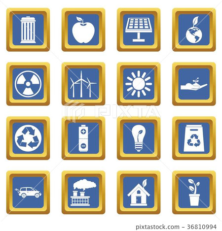 Ecology icons set blue 36810994