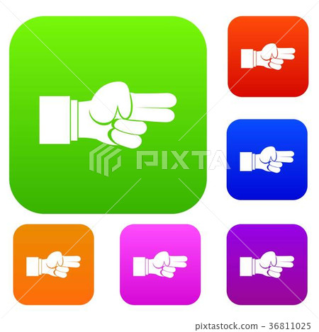 Hand showing two fingers set collection 36811025