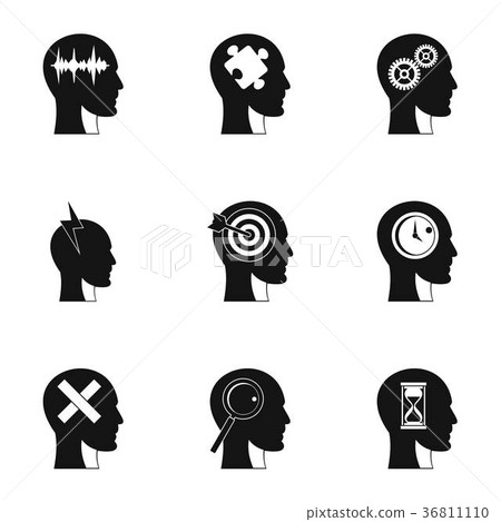 Head think icons set, simple style - Stock Illustration [36811110] - PIXTA